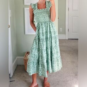Hill House Home Ellie Nap Dress in Green Brocade